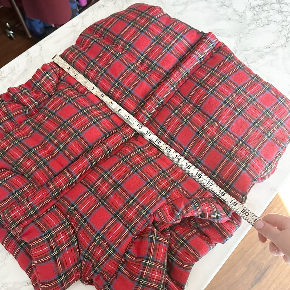 Plaid Red Puffer Vest with Ruffle Shoulders - Picture 8 of 9